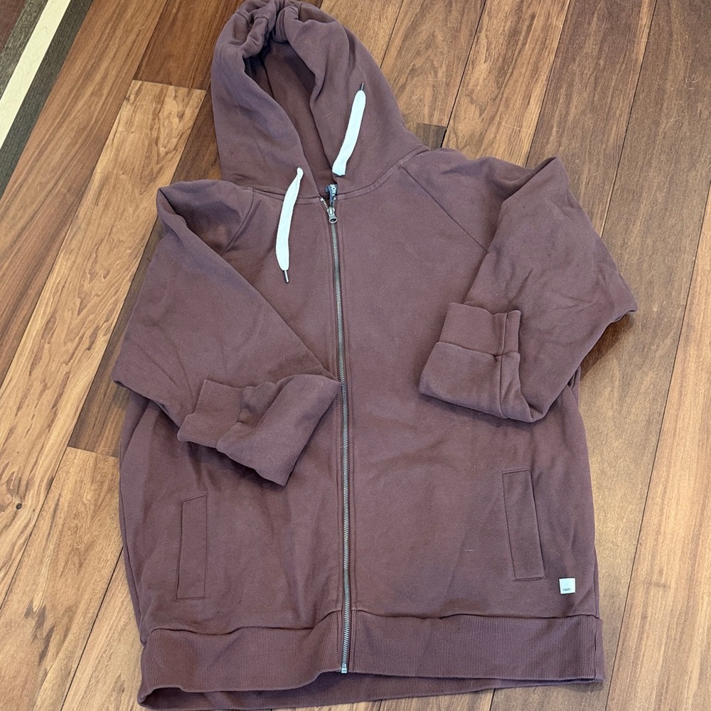 Vuori Chocolate Brown Hoodie with Cream Accents